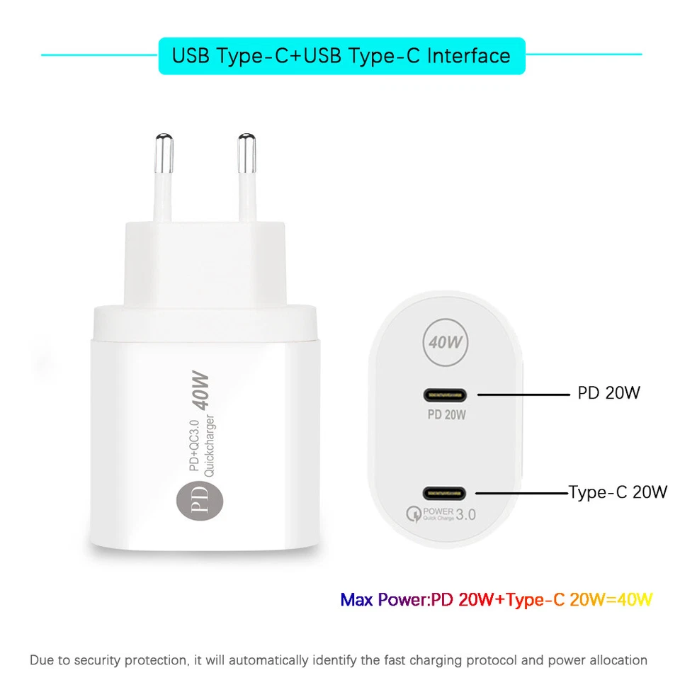40W USB-C Fast Charger Power Adapter 3/6ft Cable For iPhone 14 13 12 11 Pro Max - Image 4 of 4