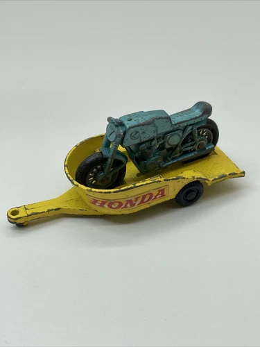 Vintage Lesney Matchbox Superfast 38 Honda Motorcycle and Trailer XLNT 1970