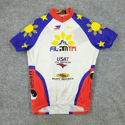 Epic Cycling Jersey Shirt Men XL White Activewear FilAm Triathlon