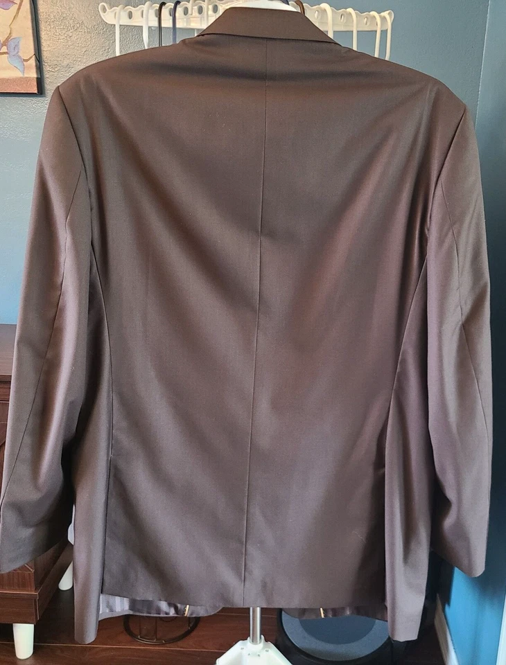 Abrigo deportivo liso marrón oscuro Marchatti Italia 50L Blazer Traje Chaqueta Poliéster/Rayón Foto 2 de 4