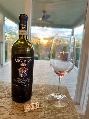 EMPTY  BOTTLE ARGIANO BRUNELLO  2018 for display in BAR  WINE CELLAR  RESTAURANT