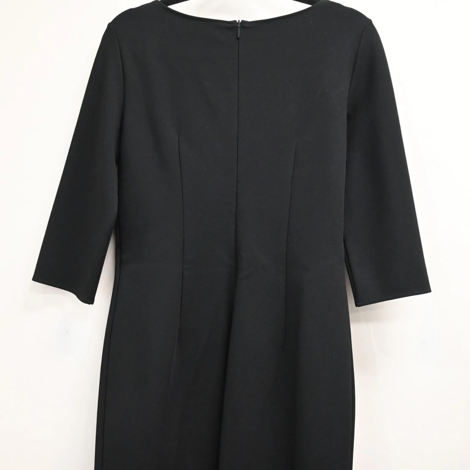 Vestido midi The Row Tilden talla mediana negro manga 3/4 cuello barco abertura trasera crepé Foto 4 de 4