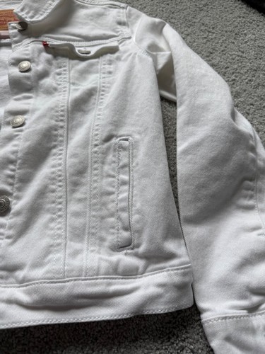 Levi’s Tucker Strauss Signature Denim Jean Jacket Large Youth Teen Girls White - Picture 2 of 5