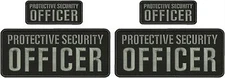 P S OFFICER EMBROIDERY PATCH 4x10 & 2X5  hook on back  BLACK/GRAY