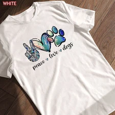 Dog Lover Peace Love Dogs Puppy Paw T-Shirt Special Gift For Men Women