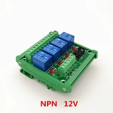 DIN Rail Mount 4 Channel NPN Type 12V 10A Power Relay Interface Module