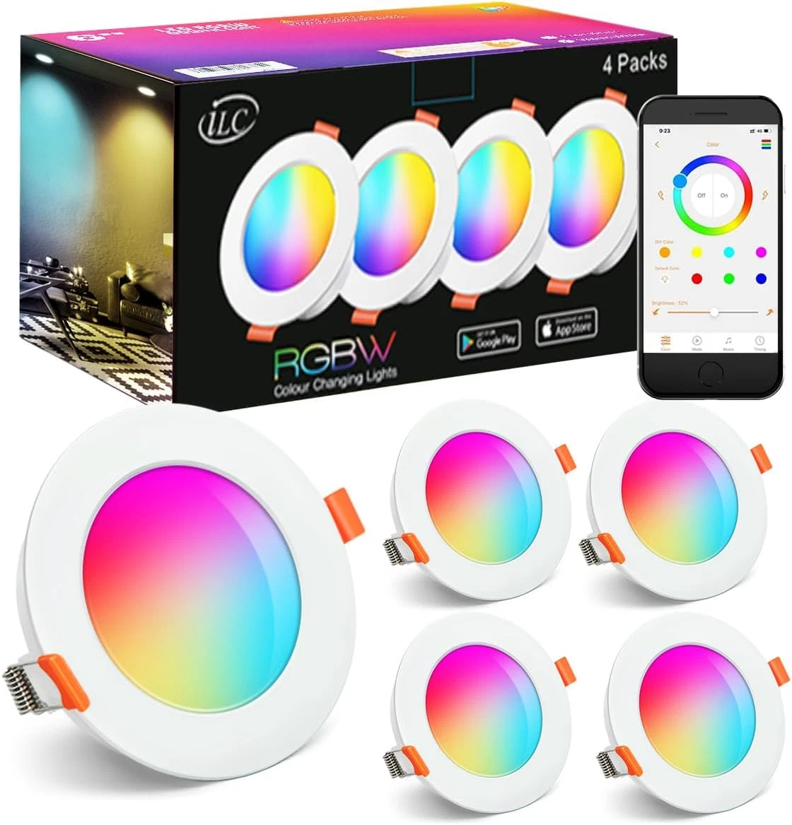 ILC LED Recessed Ceiling Lights 3 inch Colour Changing Smart
