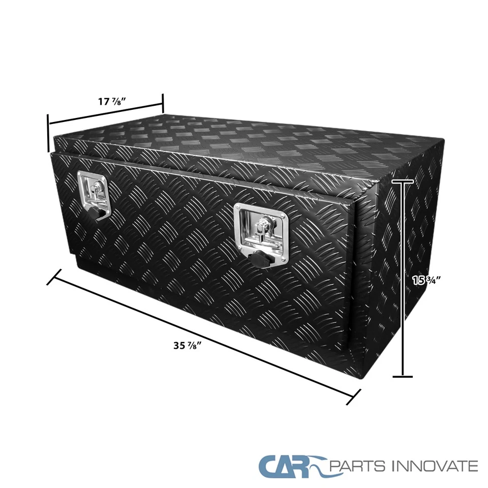 Fits 36" Heavy Duty Black Aluminum Tool Box Truck Trailer Underbody Storage+Lock Foto 3 de 4