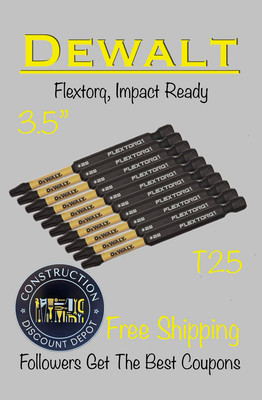 10 Pieces DeWalt 1/4 Hex Flex Torq 3-1/2 In. T-25 Torx Power Impact T25