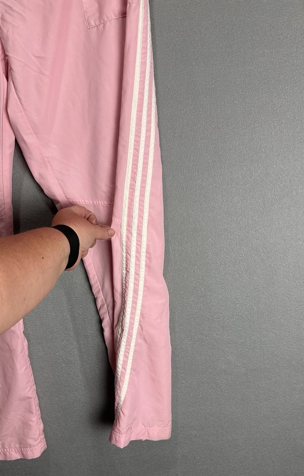 VTG Adidas Track Pants Womens Size XL Pink White Stripes Lined Drawstring Y2K - Image 2 of 4