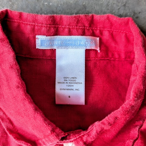 Janie and Jack Kids Red Linen Button Down Shirt size 5 - Picture 6 of 7