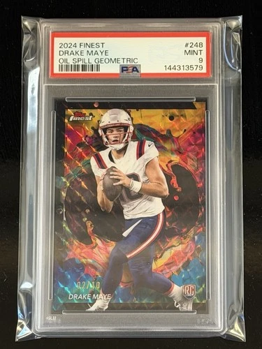 2024 Topps Finest #248 Drake Maye Oil Spill Geometric Refractor /10 PSA 9 RC