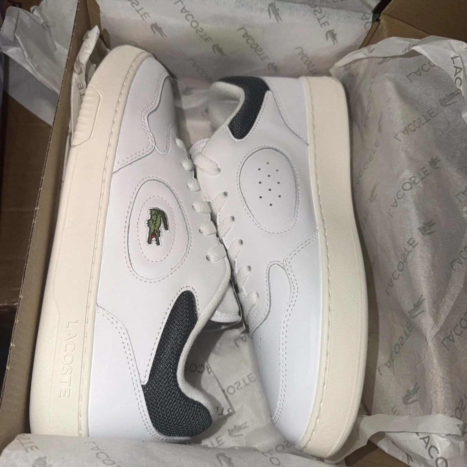 Lacoste Lineset Leather White/Dark Green Lifestyle Sneakers 223 SMA Size 8.5 Men