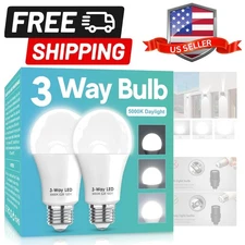 3 Way LED Light Bulbs 50 100 150W Equivalent, Daylight White 5000K 3 Way Ligh...