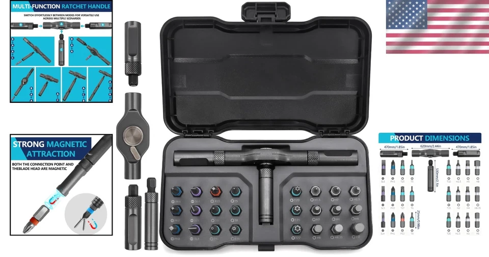 Multi-Functional 24 in 1 Screwdriver Set with Magnetic Bits for Precision Work - Image 2 of 4