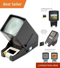 Battery-Powered 35mm Slide Viewer with LED Illumination and Triple Magnification