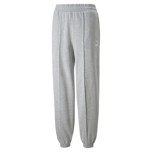 Felpa donna Puma Classics logo elastico in vita grigio casual fondo sportivo