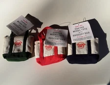 Trader Joe's Micro Tote Bag Set Of 3 (1 Blue, 1 Red, 1 Green) Limited NWT 