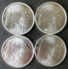 Lot of Four 2013 1oz Silver Buffalo Rounds