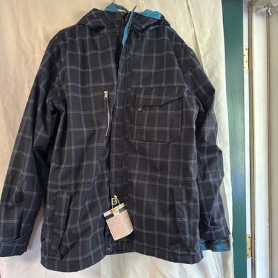 Ride Snowboard Jacket Mens Extra Large Plaid Removable Lined Hooded Winter Ski