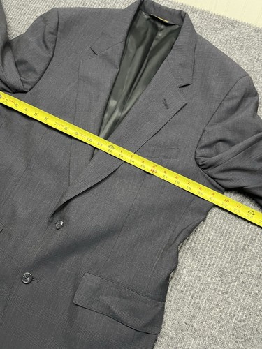 Brooks Brothers Navy Blue Plaid Wool Blend Lined Suit Jacket 44R Stretch Men’s - Picture 4 of 11