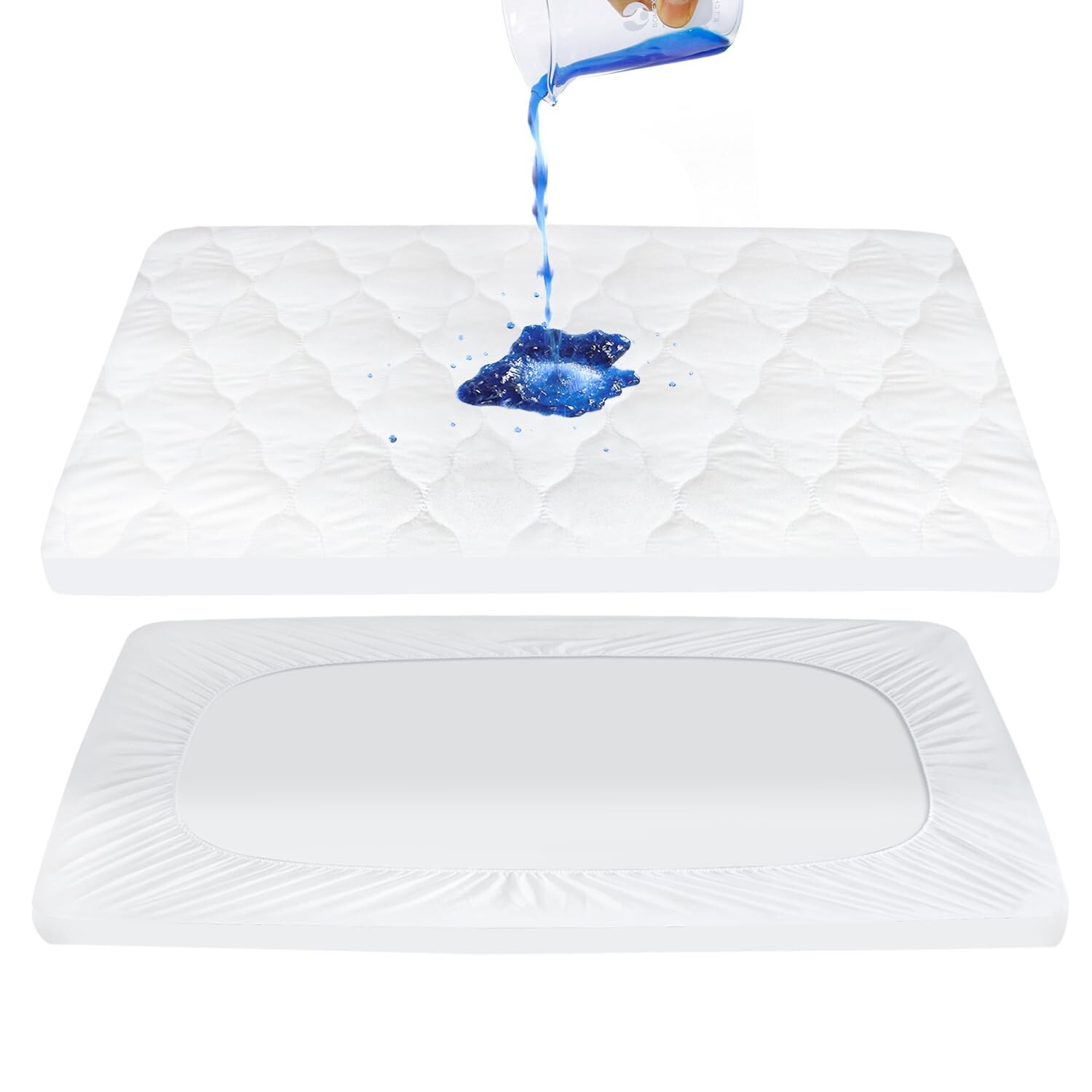 Pack and Play Mattress Pad Sheets Cover Waterproof, Soft Quilted Pack and Pla...