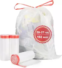 20-21 Gallon Trash Bags Extra Strong Large Garbage W/Drawstring 102 Count Heavy
