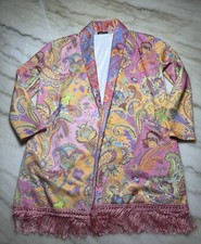 Cozy Paisley Boho Floral Dusty long Duster Size XL NWOT