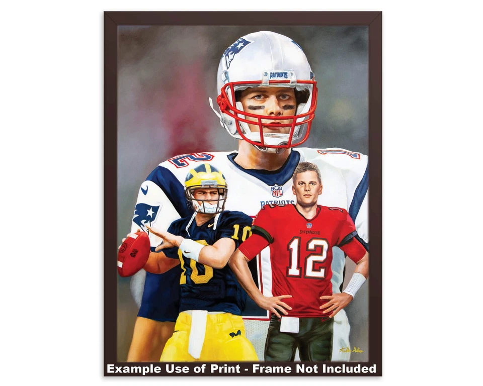 Tom Brady QB Quarterback Michigan Tampa Bay Nueva Inglaterra NFL Fútbol Arte 2AM3 Foto 2 de 4
