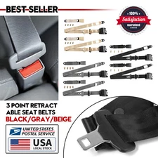 Adjustable Universal Retractable 3 Point Safety Seat Belt Straps Kit Vehicle US