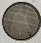 1874 10c Seated Liberty Silver Dime