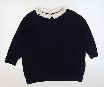 Bonmarche Damen Pullover blau Kragen Viskosemischung Größe L