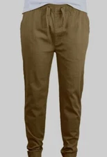 $49 Galaxy By Harvic Men's Brown Stretch Drawstring Waist Jogger Pants Size M