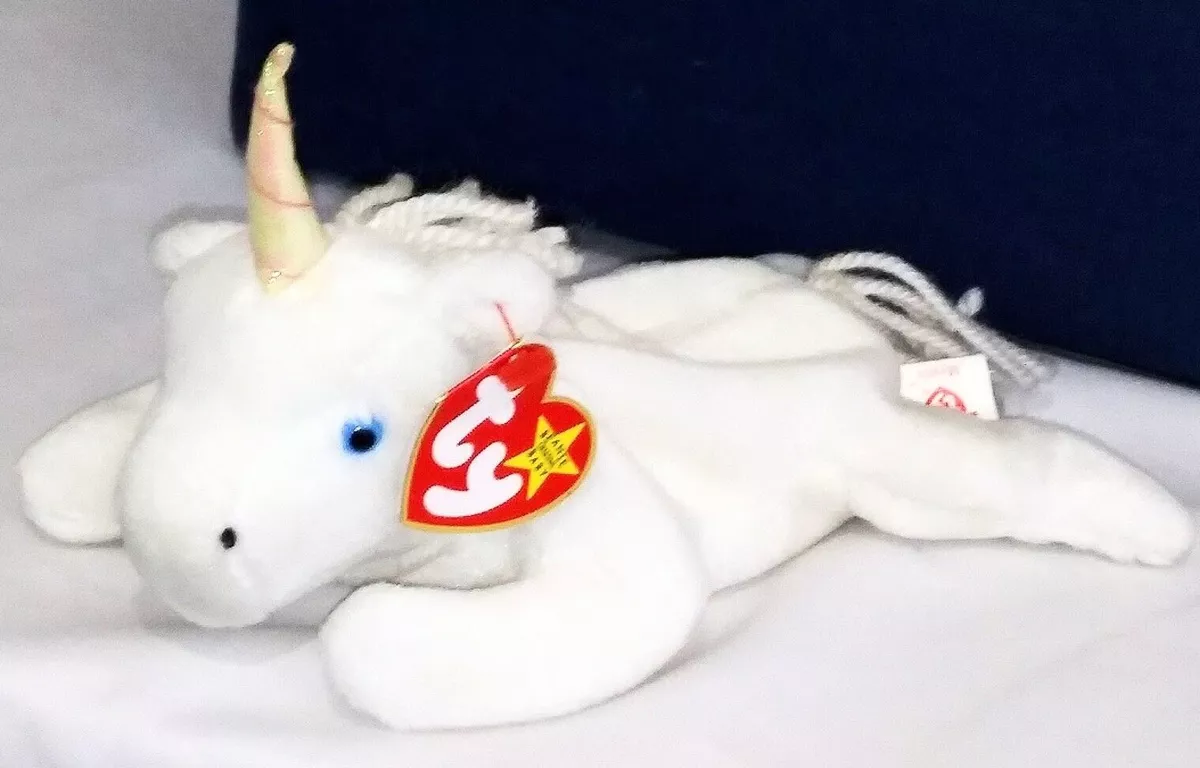 RETIRED Ty Beanie Baby MYSTIC UNICORN ERRORS MISPLACED NOSE With Tags RARE