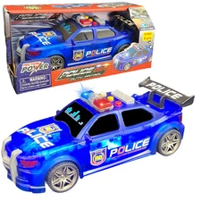 Kids Push And Go Friction Powered Police Car Toy Vehicle With Siren Sound Lights