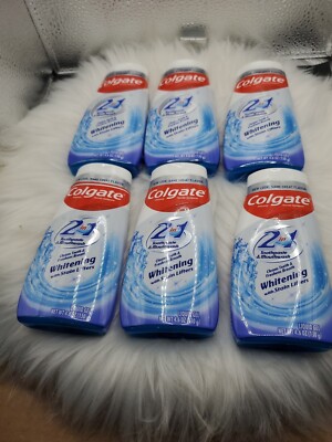 (6) Colgate LOT 2 in 1 Toothpaste & Mouthwash 4.6 oz Whitening w/ Stain Lifters