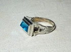 Vintage Sterling Silver Aquamarine Stone Art Deco Finestra Fine Jewelry Ring