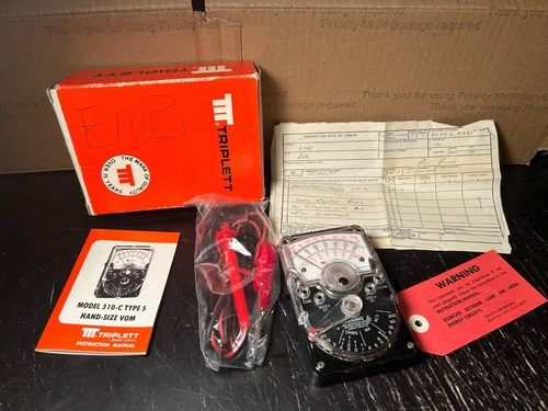 NEW/NOS Vintage Triplett Model 310-c Type 5 Multi Meter W/Cables Hand Size VOM