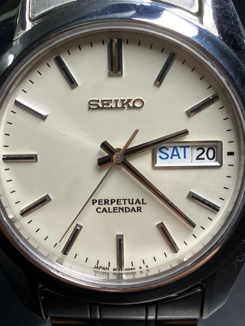 Seiko 8F33-0040 Perpetual Calendar Stainless Steel Day Date Seiko 8F33-0040 Perpetual Calendar Stainless Steel Day Date
