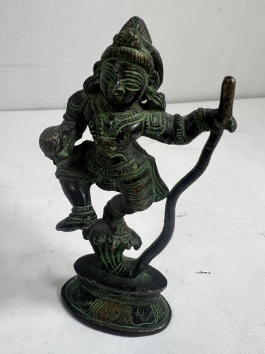 Heavy Antique Indian Hindu Bronze Statue Dancing Krishna 5” Tall - Picture 7 of 7