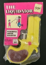 Vintage 70's Plastic Water Gun Pistol Squirt Cowboy Chemtoy Yellow New Old Stock