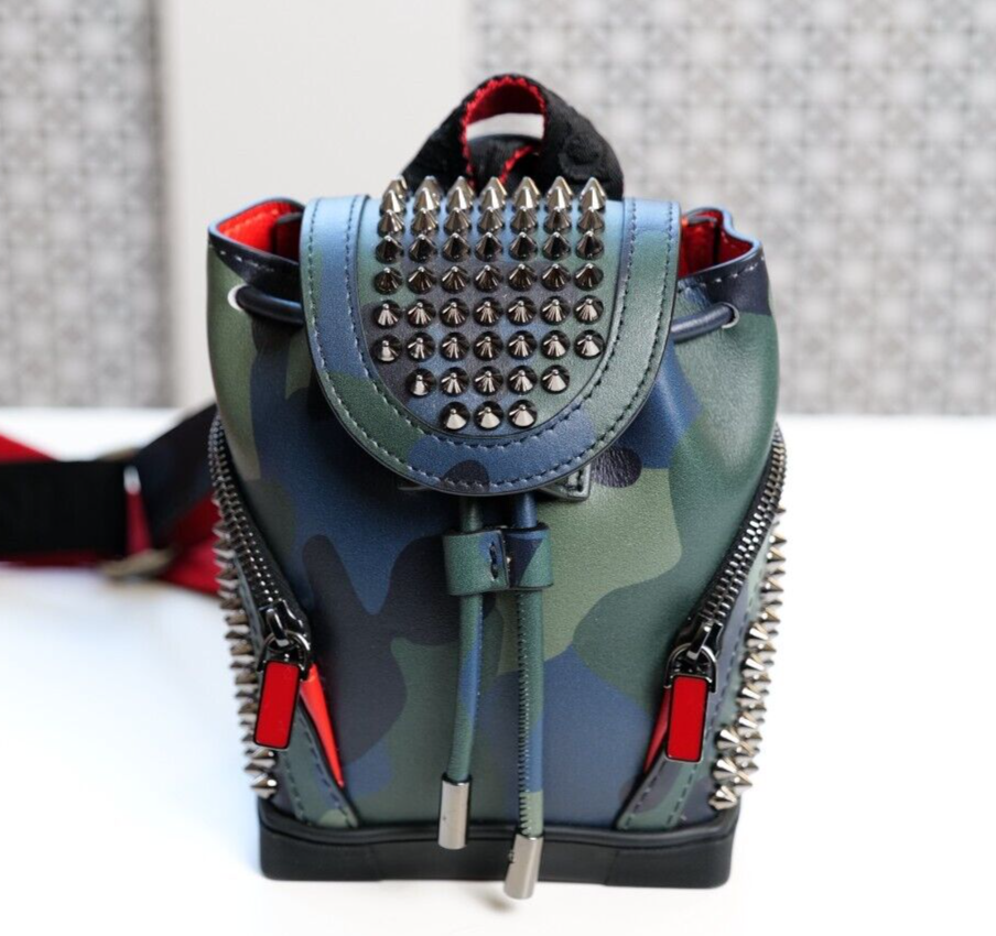 Christian Louboutin Explorafunk Keyring Camouflage Spiked Leather 