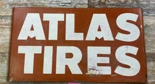 1960s Atlas Tires Metal Sign Garage Advertising Original 22”x12”