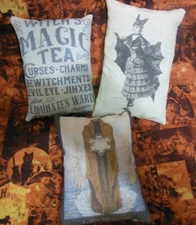 Primitive/Vintage/Halloween Witch's Magic Tea, Magician Tarot Card, Bat Lady
