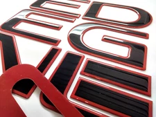 3D BLACK RED OUTLINE DOMED RAISED TAILGATE LETTER FOR RIDGE LN 2024-2026 US MADE