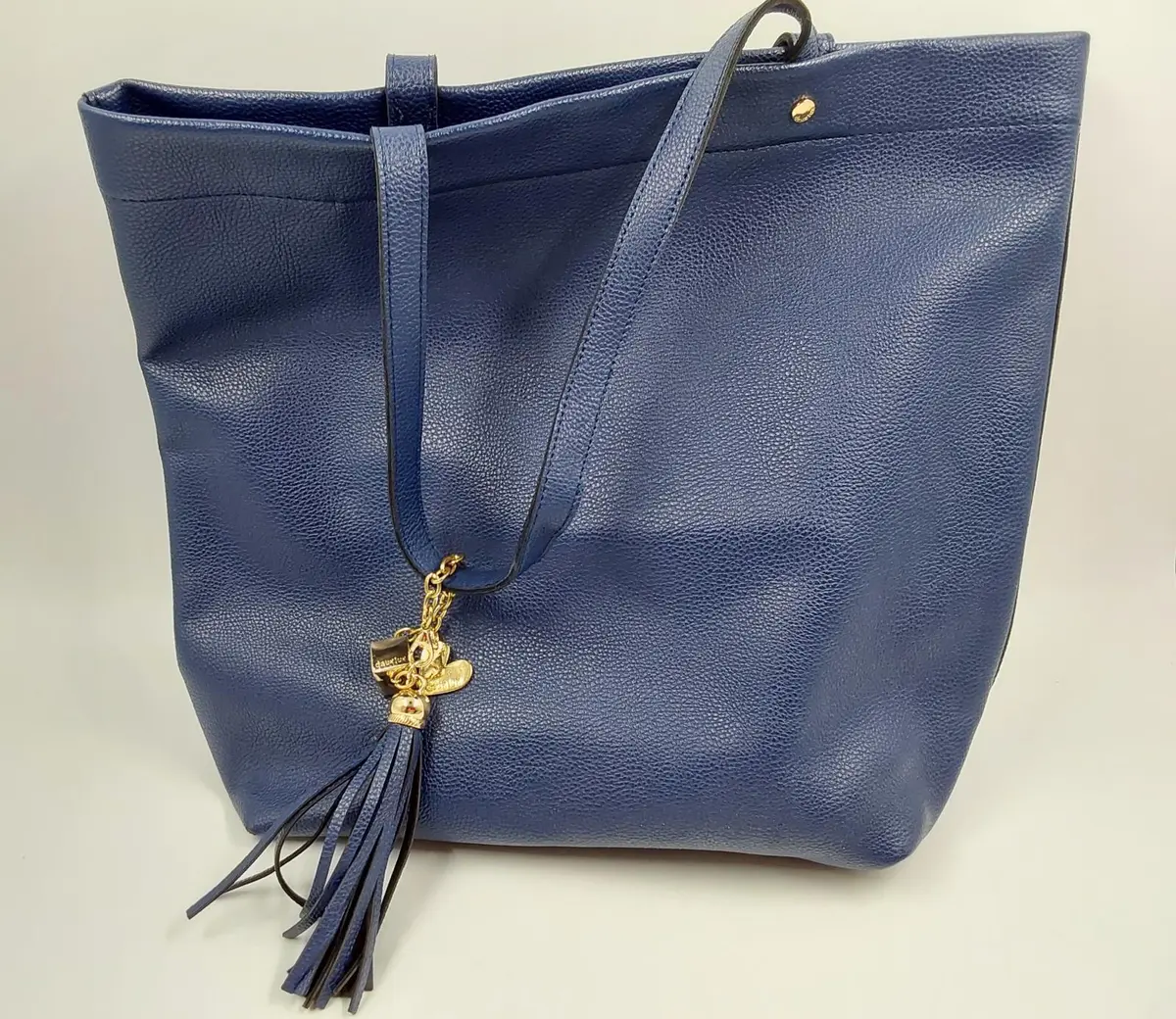 Deux Lux Navy Blue Tote Bag With Matching Charms - Used