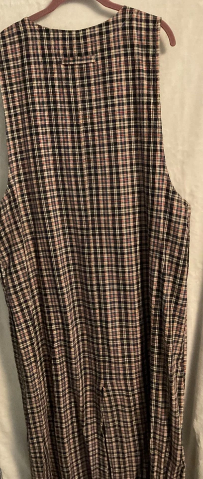 Vestido largo sin mangas Carolina Colours rojo, blanco y azul algodón y lino botones Foto 4 de 4