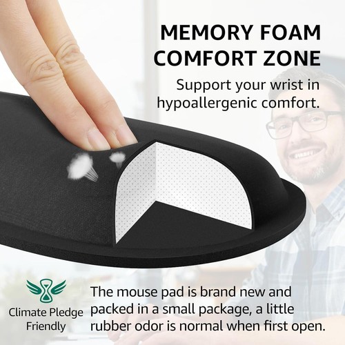 Ergonomic Memory Foam Wrist Rest & Mouse Pad Set for Pain Relief, Black - Picture 3 of 5
