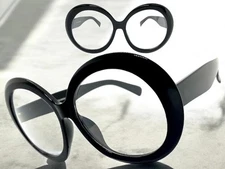 OVERSIZE EXAGGERATED Retro Clear Lens EYE GLASSES XL Big Thick Round Black Frame