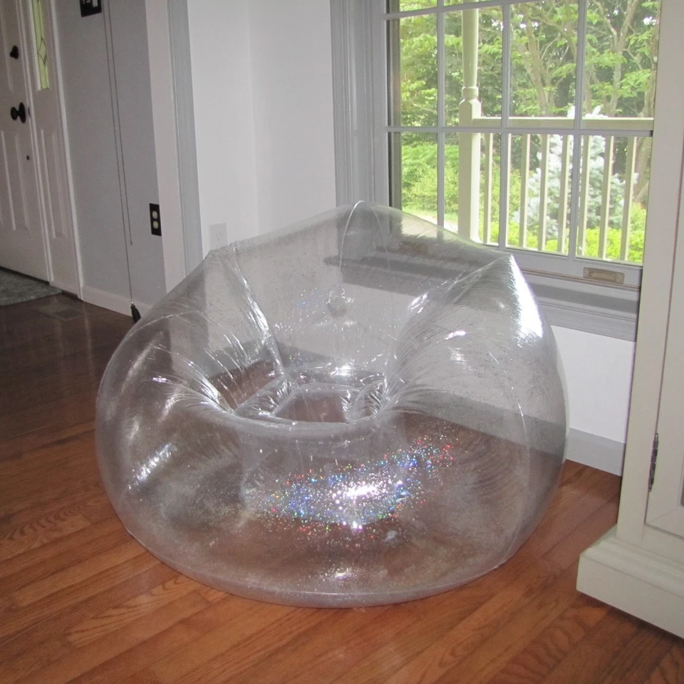 Серебряный блестящий прозрачный надувной стул надувной общежитие комната подросток спальня домашний декор - Изображение 4 из 4